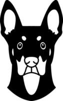 black and white isolate illustration of a Doberman Pinscher dog vector