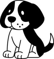 black and white isolate illustration icon of a Beagle dog vector