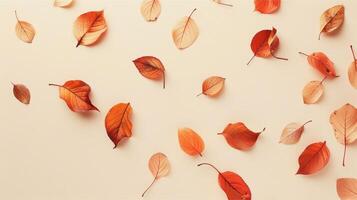 Red and gold autumn leaves create a seamless, natural pattern on the ground, perfect for a seasonal vintage design photo