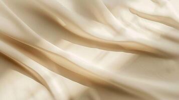 Golden, shiny, elegant silk fabric with a soft, smooth, wavy texture creates a luxurious and decorative backdrop photo