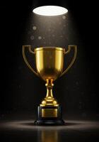 A Gold Trophy in a Spotlight, A First Place Award for an Outstanding Achievement. photo