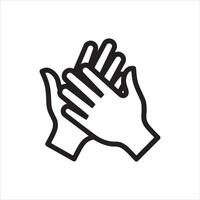 Simple outline of two hands clapping together in approval vector