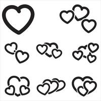 Collection of stylized heart shapes in various arrangements and sizes vector