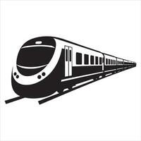 Sleek modern high speed passenger train traveling on tracks vector