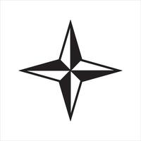 Simple black and white four pointed star symbol for navigation vector