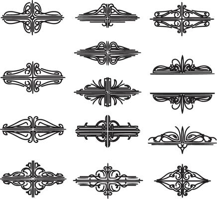 Collection of elegant decorative ornate flourishes and borders for design