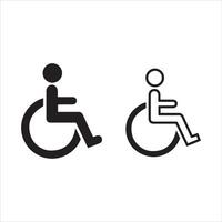 Two stylized figures seated in wheelchairs one solid black one outlined vector