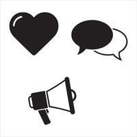 Social media interaction icons featuring like comment and settings vector
