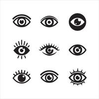 Collection of nine stylized black eye symbols on a white background vector