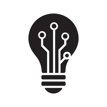 Light bulb with integrated circuit design representing innovation and technology silhouette vector