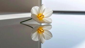 Flower on Mirror Reflection photo