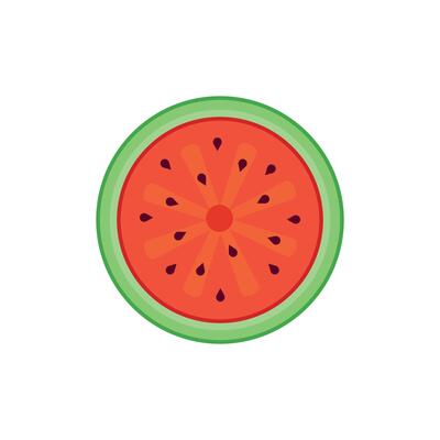 Watermelon slice icon in flat style. Juicy and fresh summer fruit illustration with clean outline. Perfect for apps, web design, infographics, healthy food concepts, and vegetarian themes.