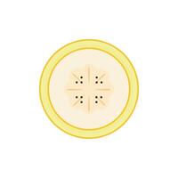 Flat banana slice with seeds. Clean and minimal design. Great for breakfast packaging, healthy snacks branding, kids books, fruit menus, and educational materials. vector