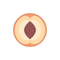 Flat peach slice with pit. Soft, warm colors and clean style. Ideal for organic product labels, food branding, summer menus, and healthy snack visuals. vector