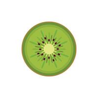 Flat kiwi slice with seeds and texture. Bright tropical fruit icon for juice labels, exotic packaging, healthy diet promotions, kids books, or smoothie menu designs. vector