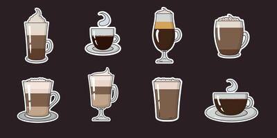 variety of coffee beverages vector