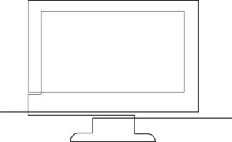 continuous one line Icon monitor tv or computer illustration on transparent background, slide view, social media, sticker, scrapbook, Illustration. vector