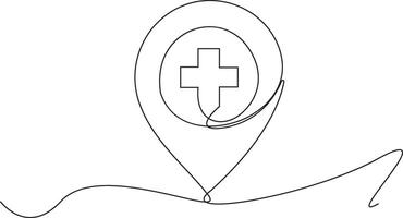 hospital location line icon, outline logo illustration, linear pictogram isolated on transparent background, Illustration vector