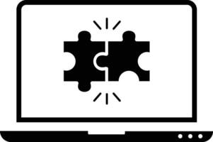 Laptop with puzzle game pieces solution, web, business icon, Illustration vector
