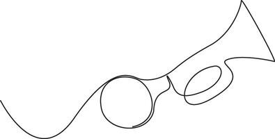 Continuous one line rubber horn illustration hand drawn outline, vector
