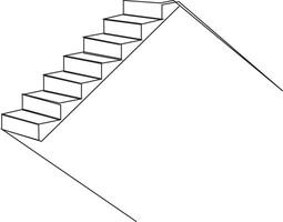 Single line Stairway symbol to reach achievement. The step up to be successful of business. Staircase icon isolated on transparent background. Illustration vector
