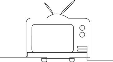 Continuous one line old tv watching movie icon line art, Illustration vector