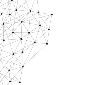 Abstract plexus white background with connecting dots and lines. Futuristic technology connection structure vector