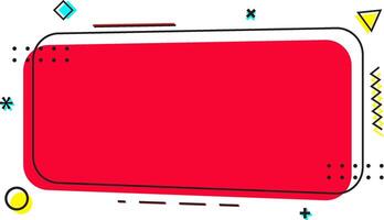 Abstract red banner with colorful geometric shapes with place for your text. Red text box banner vector