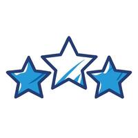 Three stars represent a rating or review isolated on white background vector
