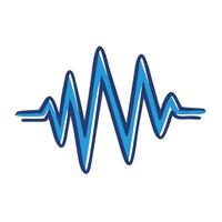 A blue pulse wave is displayed, isolated on white background vector