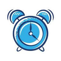 A blue alarm clock is ringing to wake someone up in the morning vector