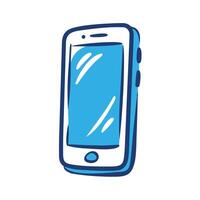 A blue and white smartphone is isolated on white background vector