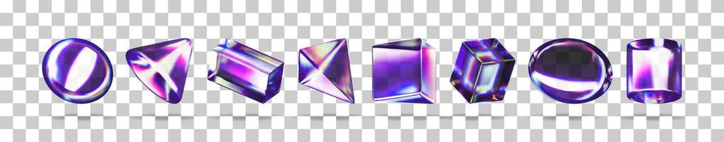 Abstract 3d glass geometry figures set vector