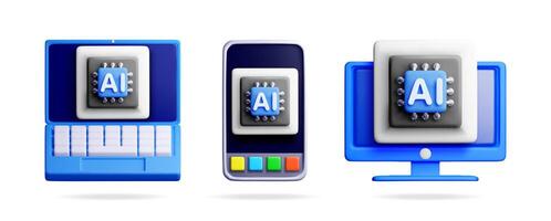 Concept of AI in devices. vector