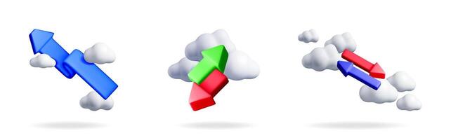 Arrows with clouds illustrating trends vector
