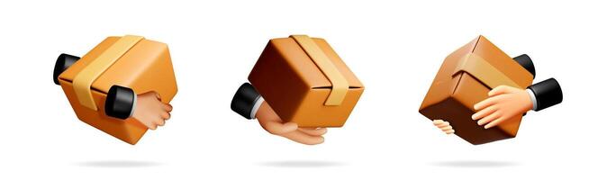 Hands deliver parcel vector