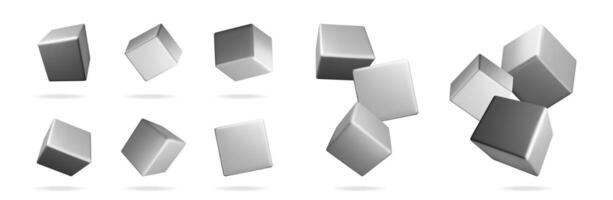 Various silver floating cubes vector