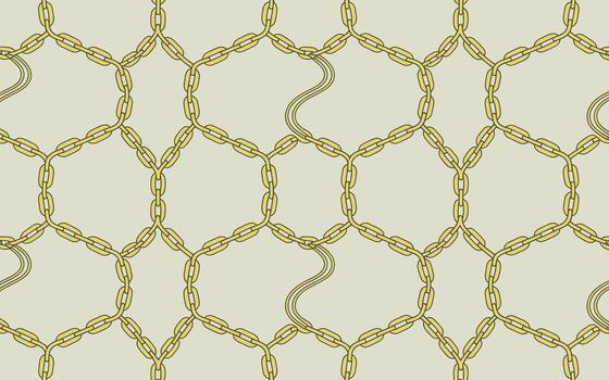 Seamless geometric pattern of interlocking golden chains in a honeycomb formation silhouette vector