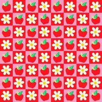 Colorful pattern of apples and flowers vector