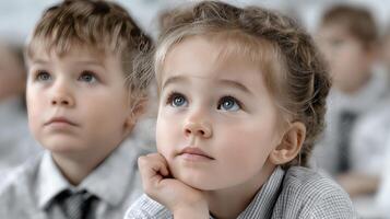 Students engage attentively during a lesson in a classroom setting photo