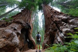 Discovering the majesty of giant sequoias in a serene forest set photo