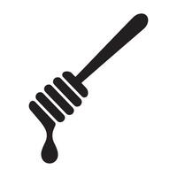 Black silhouette of a honey dipper with dripping honey isolated on white background vector