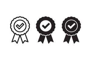 Set of three approved award ribbons with checkmarks for quality assurance vector