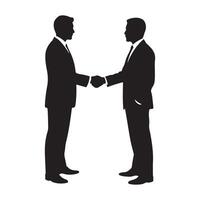 Two businessmen shaking hands in a silhouette isolated on white background vector
