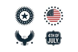 American patriotic icons featuring stars eagle and fourth of july text vector