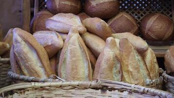 Freshly baked bread assortment from local bakery video