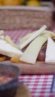 Cheese platter display featuring various types of cheese video