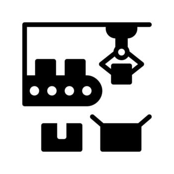 Automated Dispatch. Conveyor to Crate icon vector