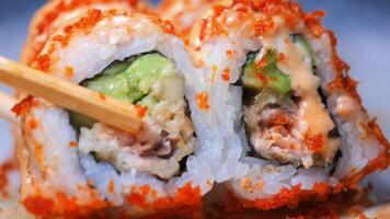 Enjoying sushi rolls at a local Japanese restaurant video
