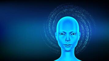 AI character with digital aura vector